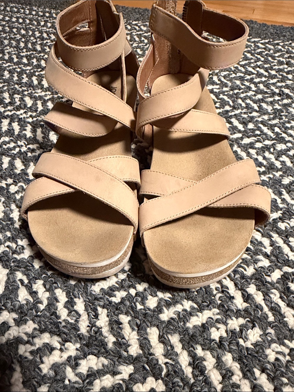 Josef Seibel Neutral Tan Strappy Wedge Sandals